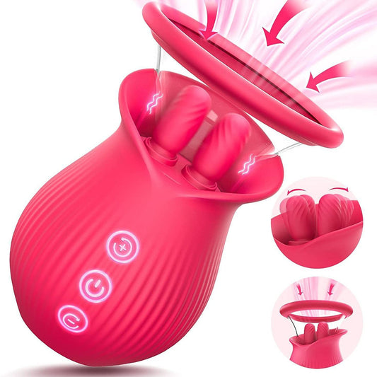 Rose sucking vibrator: 7 sucking+10 licking+360 ° licking vibration, detachable cup