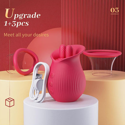 Rose sucking vibrator: 7 sucking+10 licking+360 ° licking vibration, detachable cup