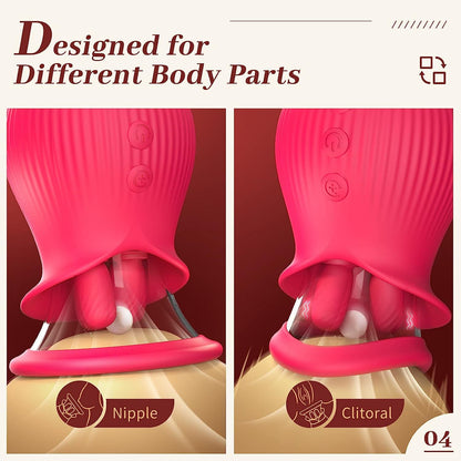 Rose sucking vibrator: 7 sucking+10 licking+360 ° licking vibration, detachable cup