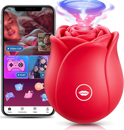 Rose G-spot vibrator: 10 levels suction, powerful clitoral suction cup