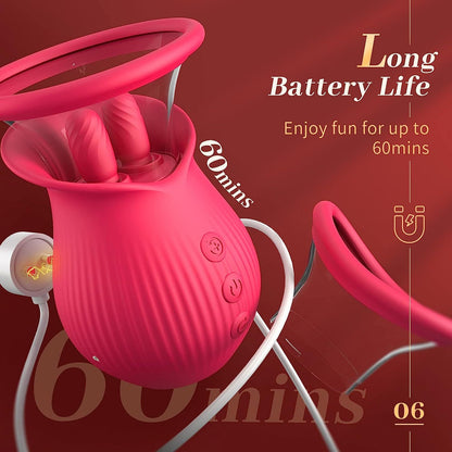Rose sucking vibrator: 7 sucking+10 licking+360 ° licking vibration, detachable cup