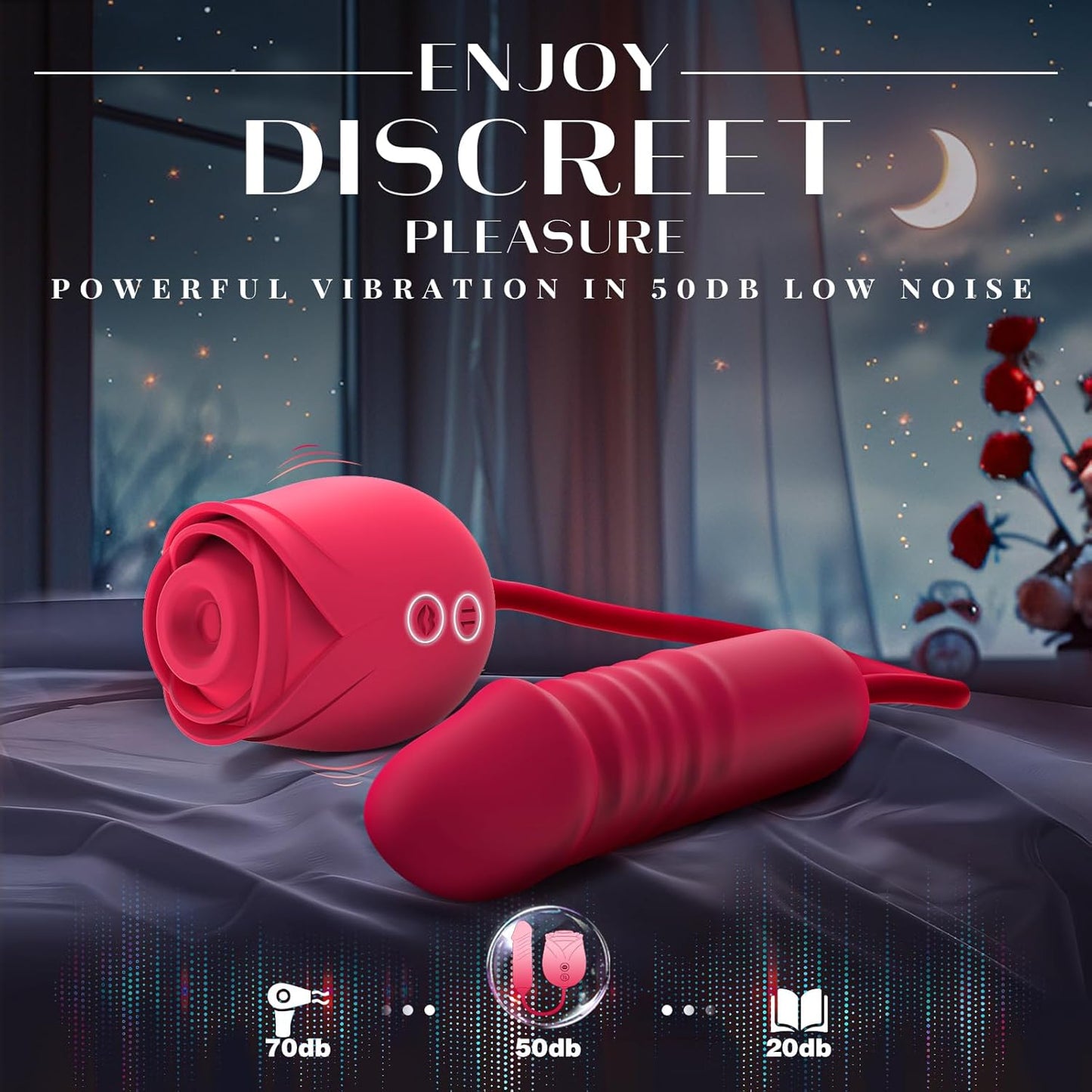 Rose Dual-Head Vibrator | 10 Suction Modes + G-Spot Thrusting | Adult Sex Toy for Women