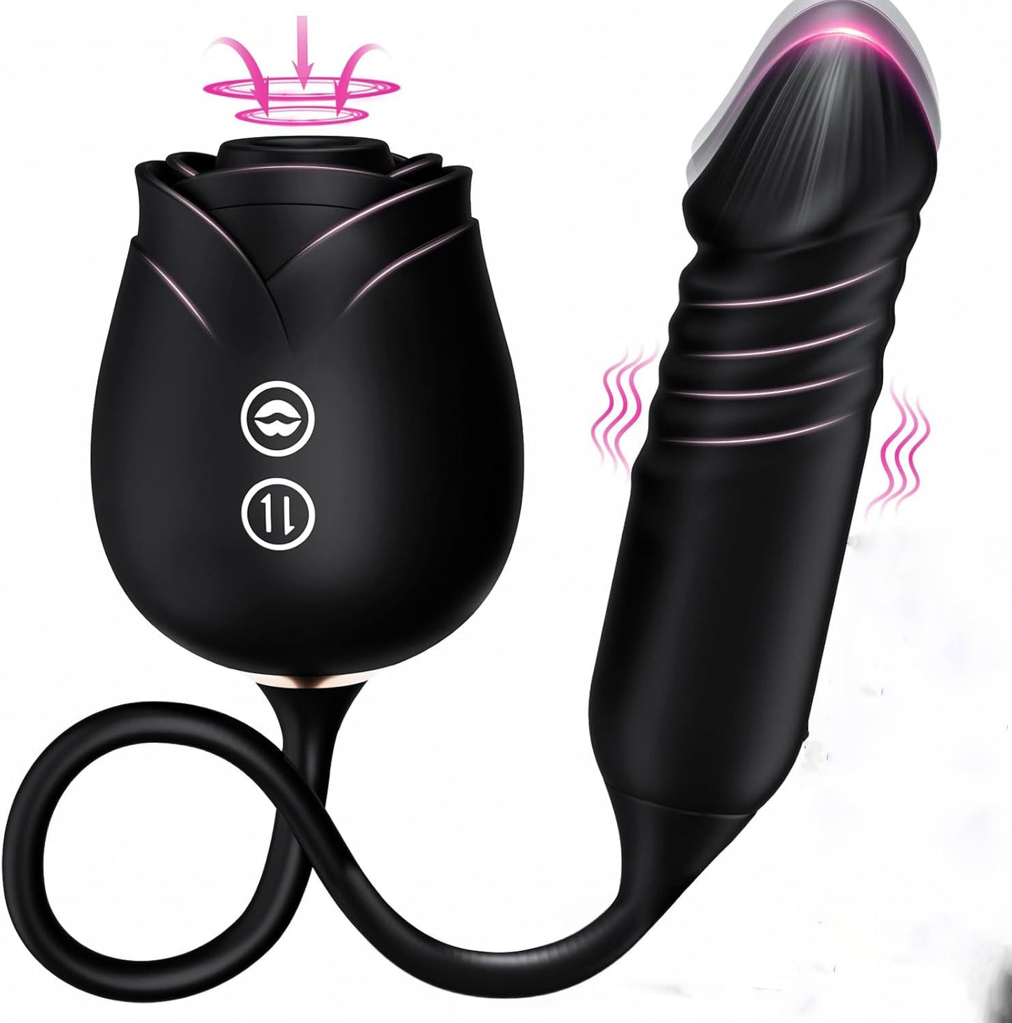Rose Dual-Head Vibrator | 10 Suction Modes + G-Spot Thrusting | Adult Sex Toy for Women