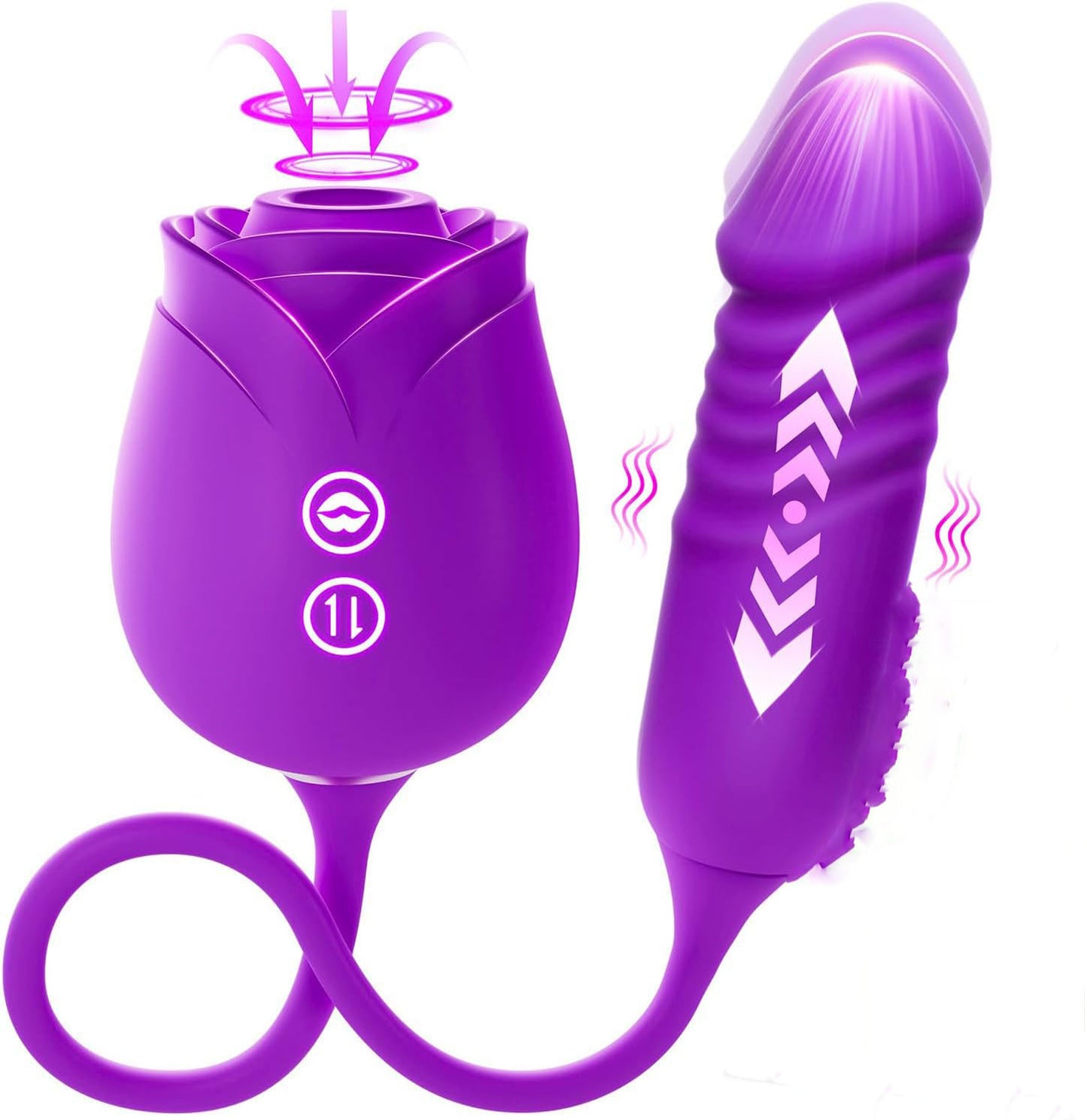 Rose Dual-Head Vibrator | 10 Suction Modes + G-Spot Thrusting | Adult Sex Toy for Women