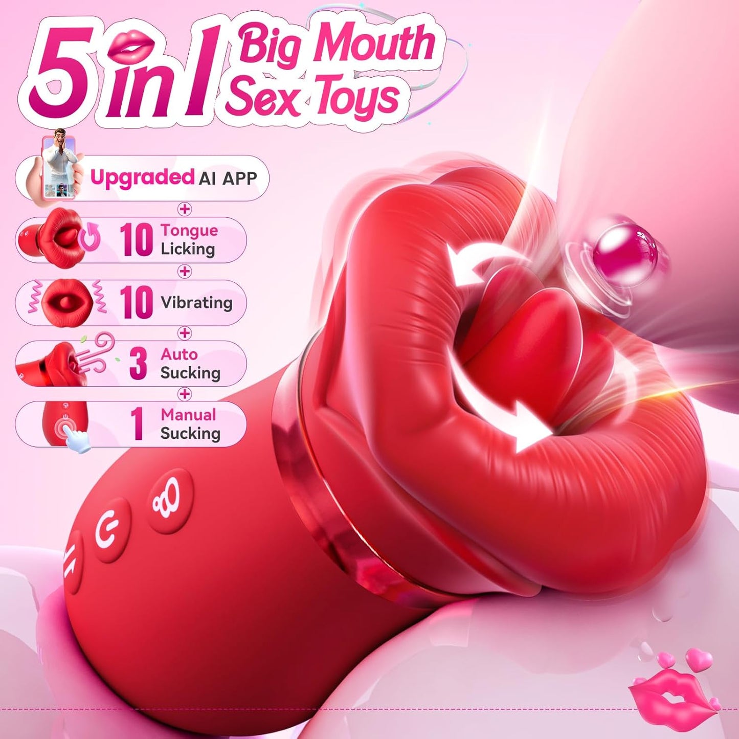 Suction vibrator rose sex toy: 10 licking+3 automatic+1 manual suction, controlled by APP