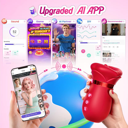 Suction vibrator rose sex toy: 10 licking+3 automatic+1 manual suction, controlled by APP