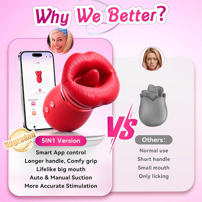 Suction vibrator rose sex toy: 10 licking+3 automatic+1 manual suction, controlled by APP