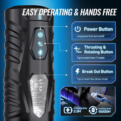 Men's airplane cup, 7-pin+7-turn mode, AI synchronization, hands-free+LCD screen, optional base/handle