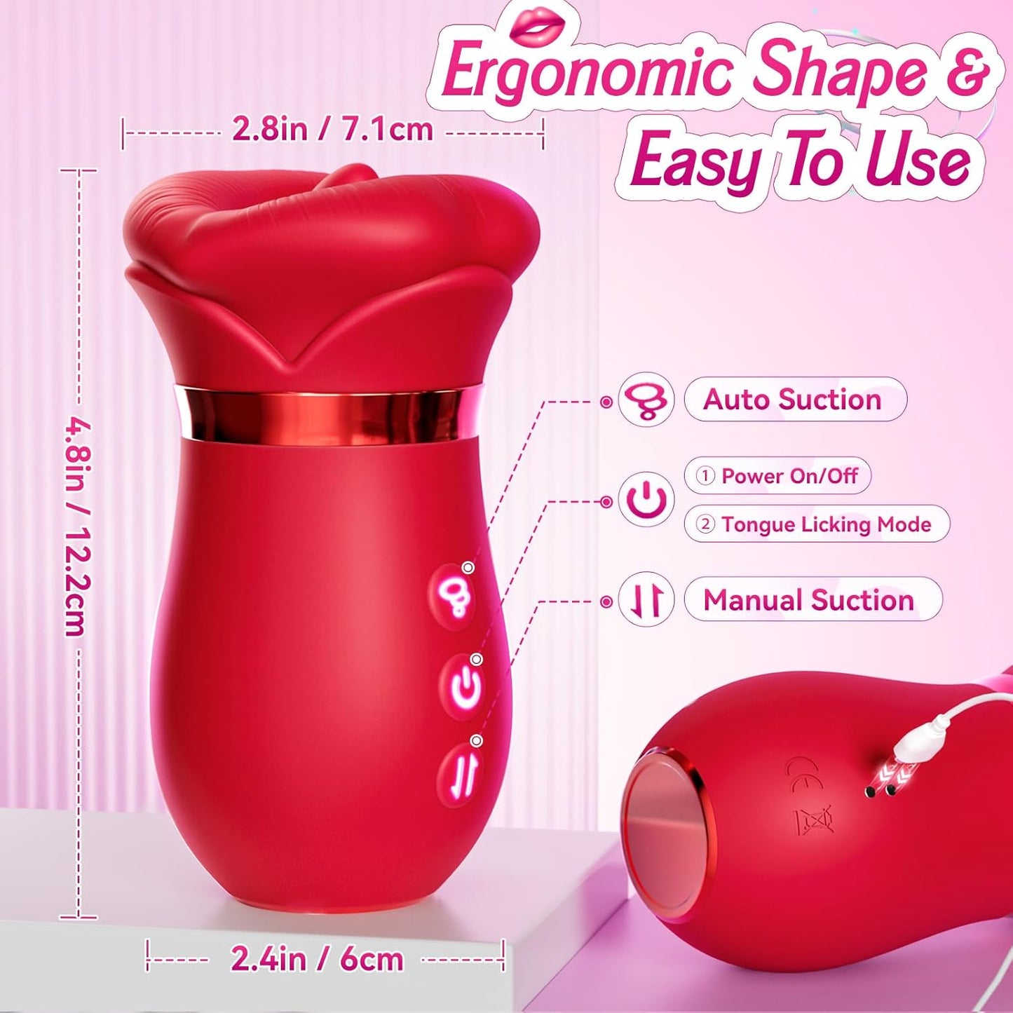 Suction vibrator rose sex toy: 10 licking+3 automatic+1 manual suction, controlled by APP