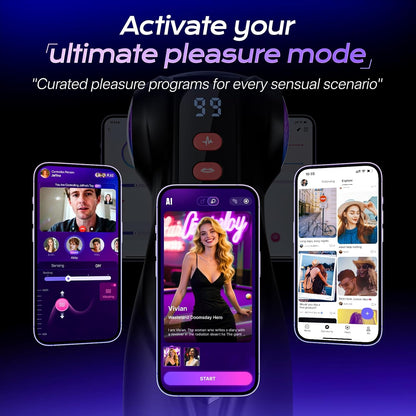 3-in-1 AI synchronized airplane cup: 9 suction+9 vibration, APP intelligent control, men's sexual massage.