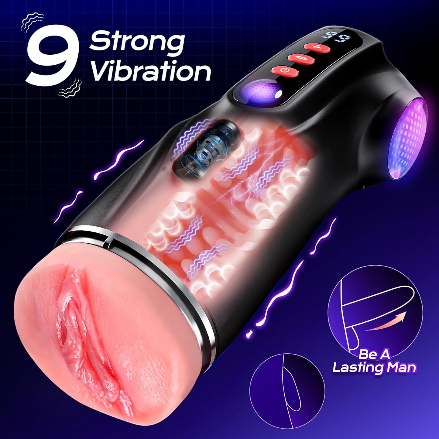3-in-1 AI synchronized airplane cup: 9 suction+9 vibration, APP intelligent control, men's sexual massage.