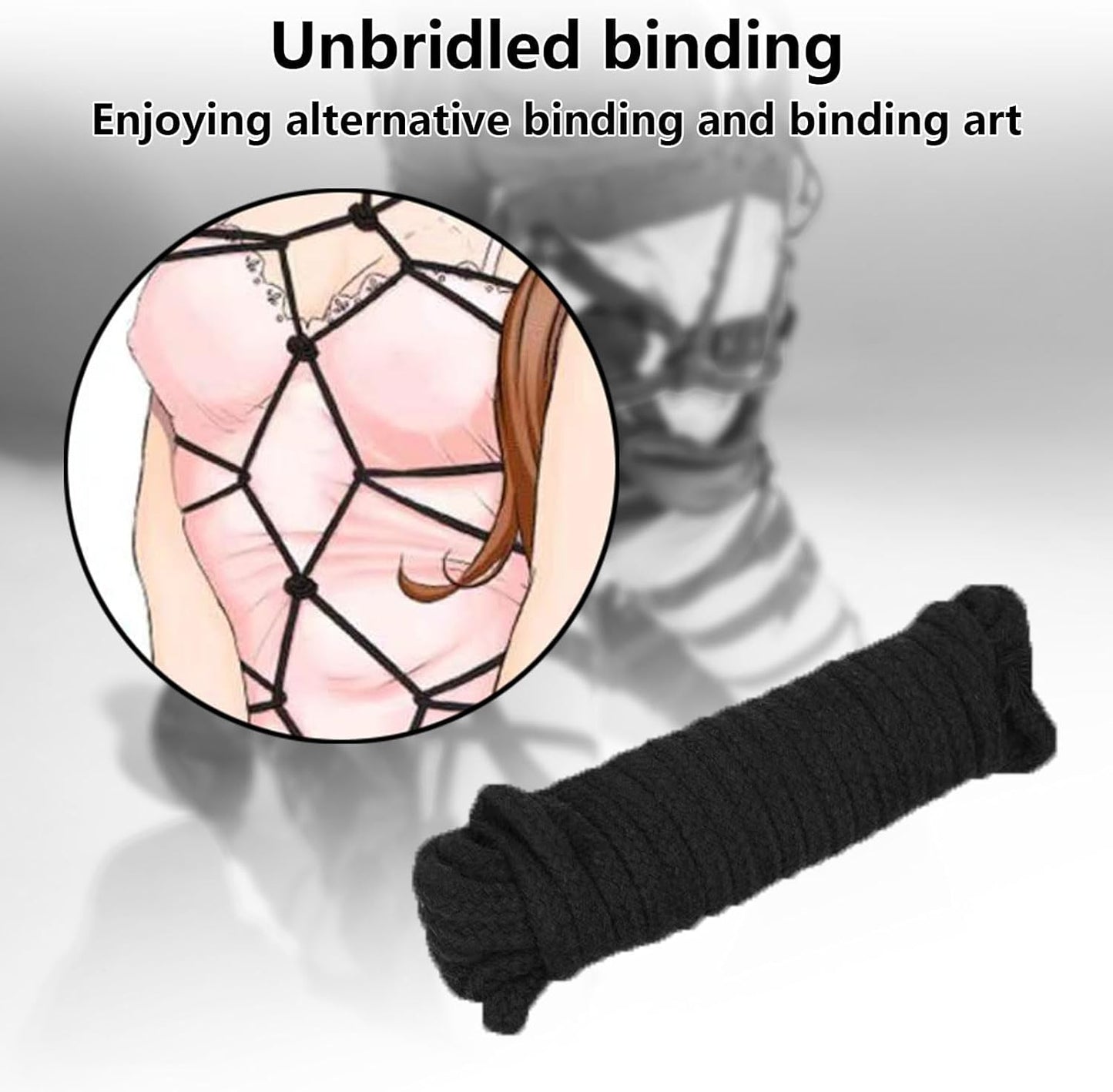 BDSM Beginner Set of 8: Adjustable Limb Cuff+Collar+Eye Mask+Mouth Ball+Whip Rope