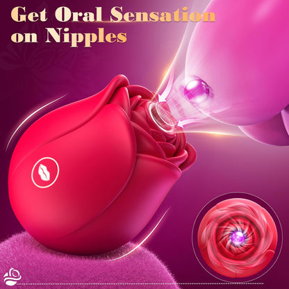 Rose G-spot vibrator: 10 levels suction, powerful clitoral suction cup