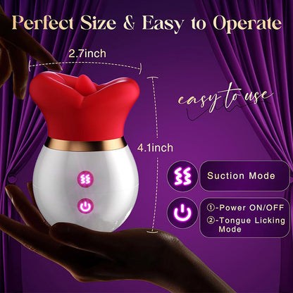 Triple in one: 3 puffs+10 licks, APP control, Female vibrator, Rose G-spot clitoral dual stimulation