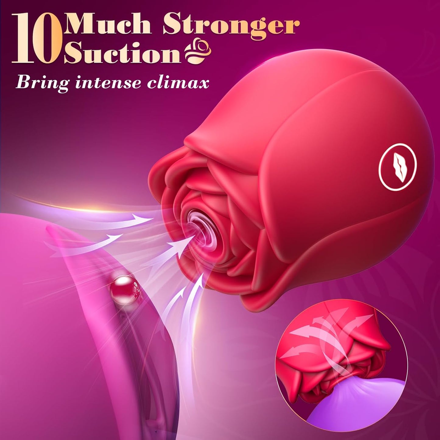 Rose G-spot vibrator: 10 levels suction, powerful clitoral suction cup