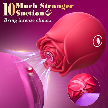 Rose G-spot vibrator: 10 levels suction, powerful clitoral suction cup