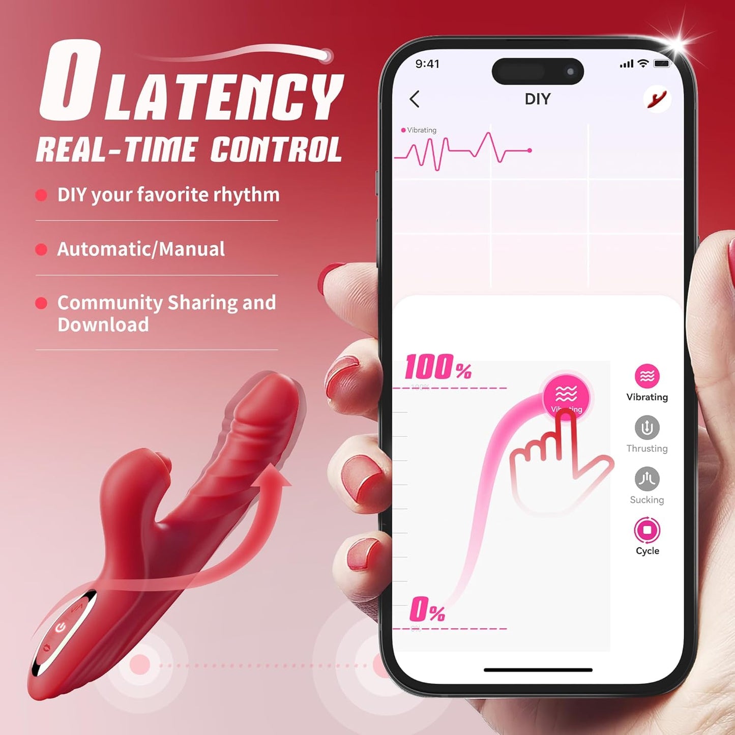 10 shakes+7 pushes+licks, AI controlled, G-spot Rose Rabbit vibrator