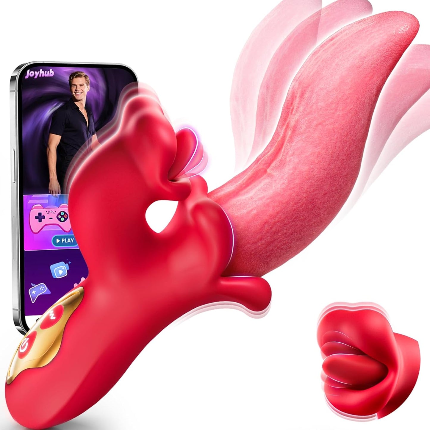 9 Licking+9 Vibration, Double Headed G-Spot clitoral synchronization, Rose Rabbit tongue vibrator.