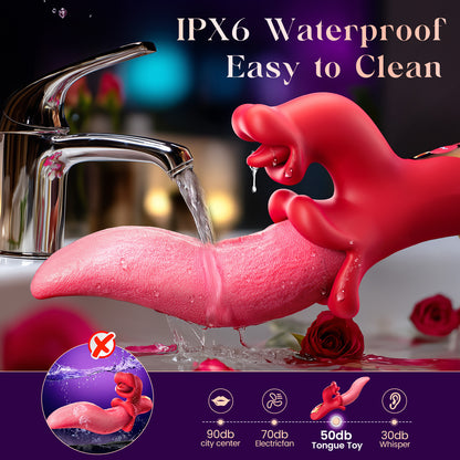 9 Licking+9 Vibration, Double Headed G-Spot clitoral synchronization, Rose Rabbit tongue vibrator.