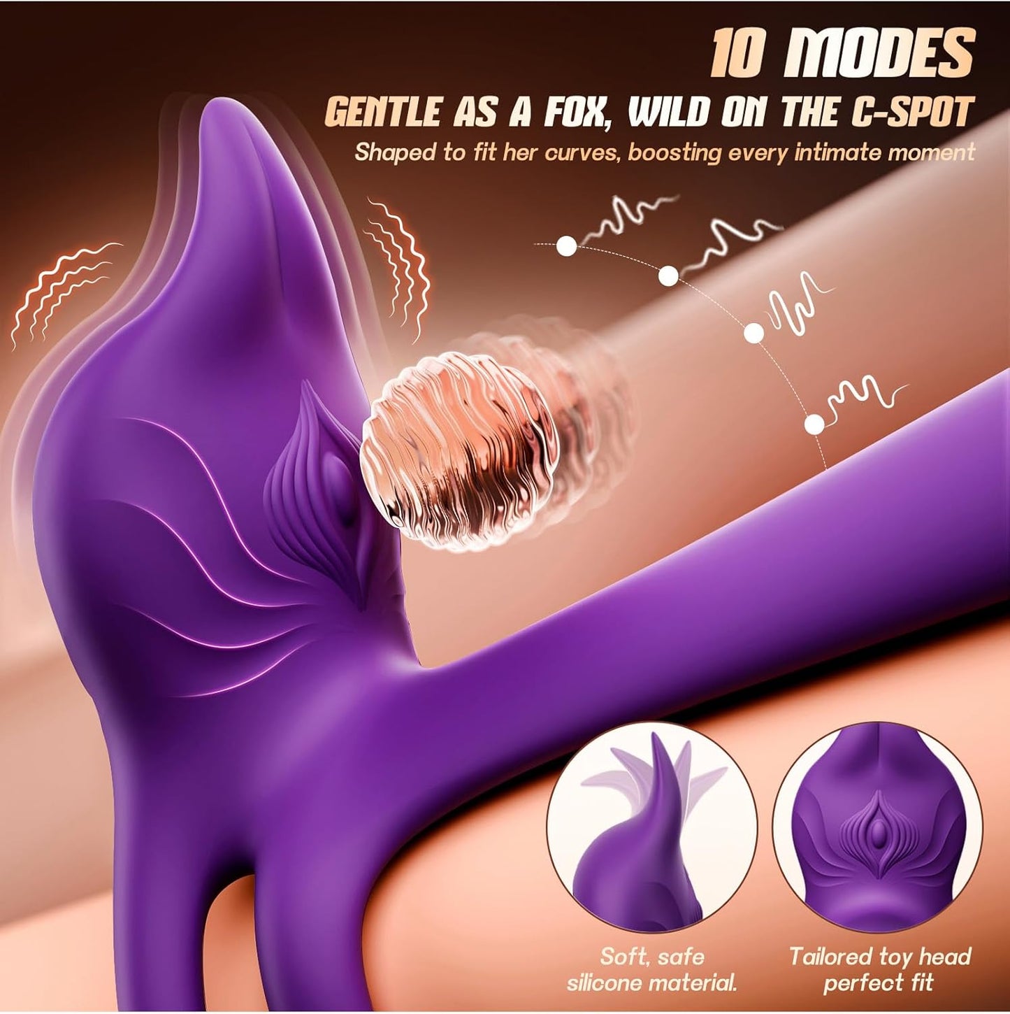 Double ring vibration+fox shaped clitoral stimulation+4.6-inch G-spot vibrator, 10 functions