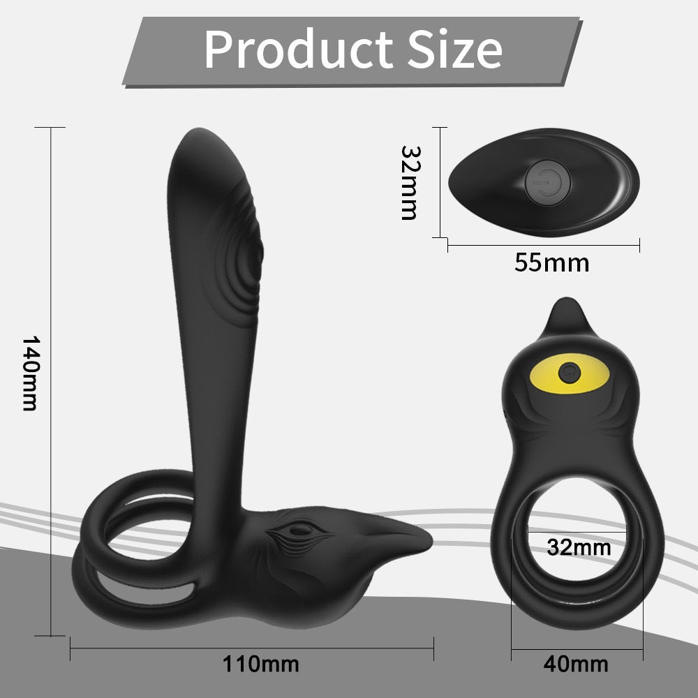 Double ring+fox shaped clitoral stimulation+4.6-inch G-spot+10 level remote control