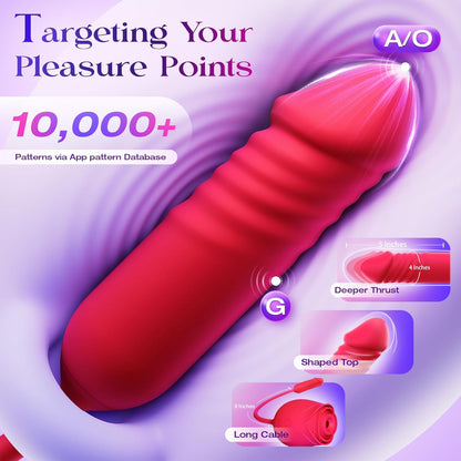 Rose Dual-Head Vibrator | 10 Suction Modes + G-Spot Thrusting | Adult Sex Toy for Women